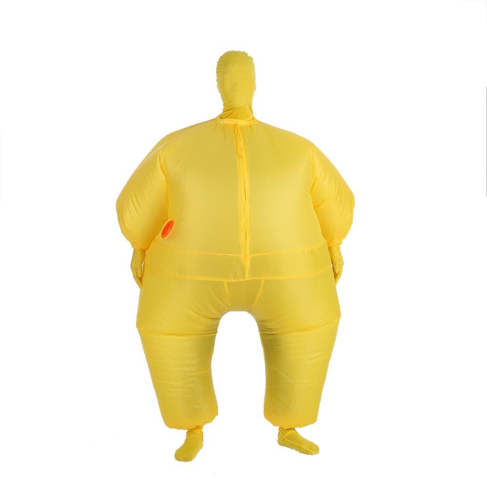 Funny Adult Size Inflatable Full Body Costume Suit Air Fat Inflatable Jumpsuit Costume Fan Operated Adult yellow