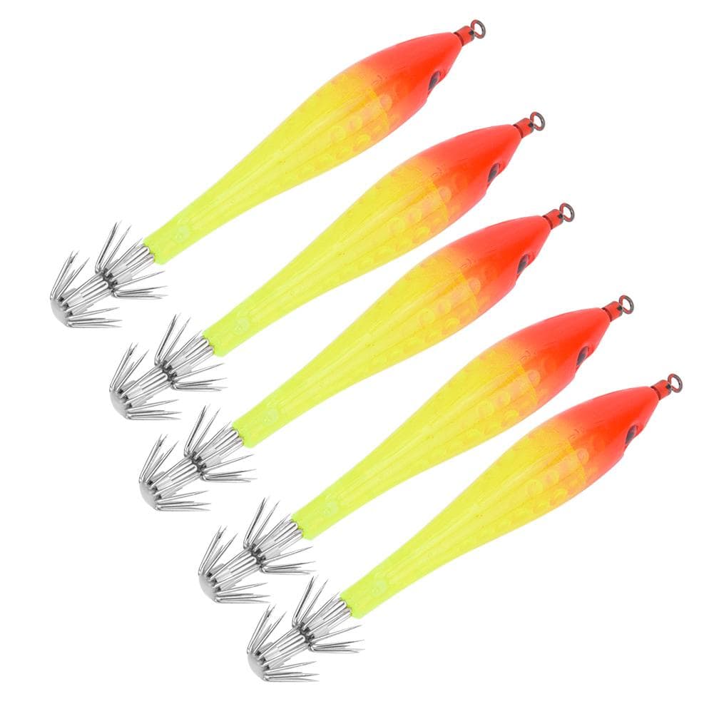 5Pcs Luminous Squid Jigs Hook Fishing Lures Baits Tackle for SeaFresh Waterred