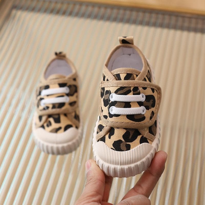 Children's Casual Shoes, Canvas Soft Sole Shoes Spring and Autumn Boys and Girls' Low Top Single Shoes Non-slip Prewalker Kids 26 16cm leopard