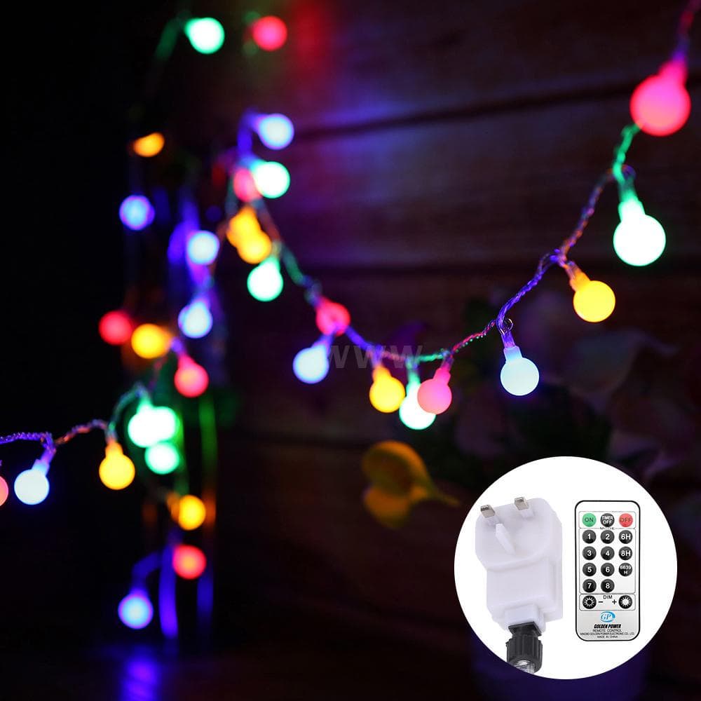 Tomshine 13M/42.7Ft 3.6W 100LED Globe String Light with Remote Control Multi-color 8 Different UK Plug