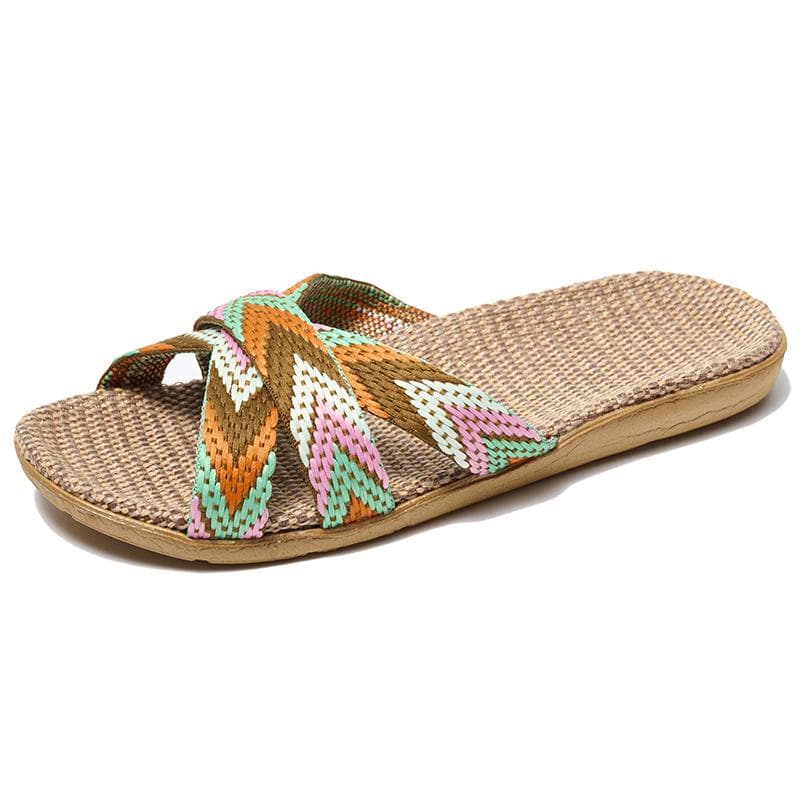 36-45 Plus Size Women'S Slippers Flat Sandals Linen Lightweight Casual Summer Slippers Women For Home 42-43