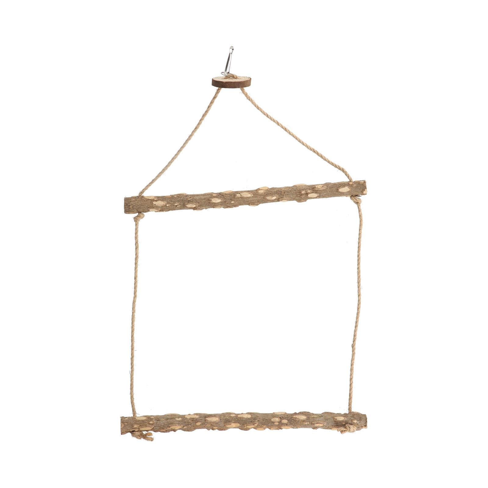 Large Bird Cage Swing Natural Wooden Safe Hanging Birds Standing Chewing Toy for Parrots