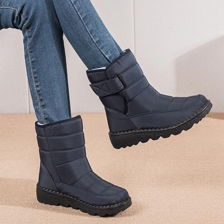 Winter Cotton Ankle Boots Women Snow Boots Waterproof Ladies Footwear Casual Warm Shoes 42 blue