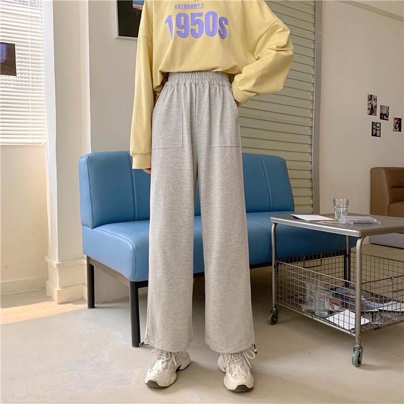 New Korean Sports Plus Velvet Thickened Sweatpants for Women with Large Size Wide Legs Loose Straight Tying Harem Pants 4XL