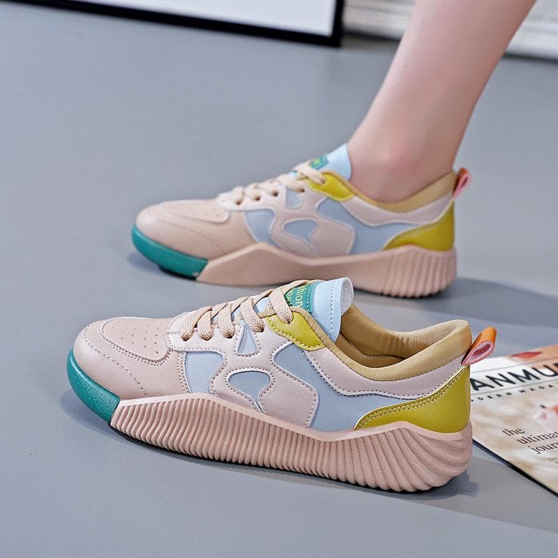 New Spring and Autumn All-match Board Shoes Thick-soled Stitching Personality Sports and Leisure Leather Board Shoes 40 blue