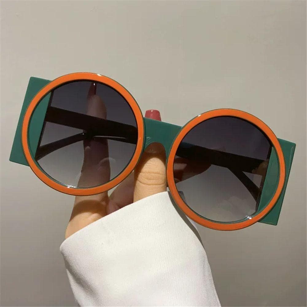 Retro Oversized Round Sunglasses UV400 Gradient Y2K Eyewear for Women Men Fashion Sun Glasses