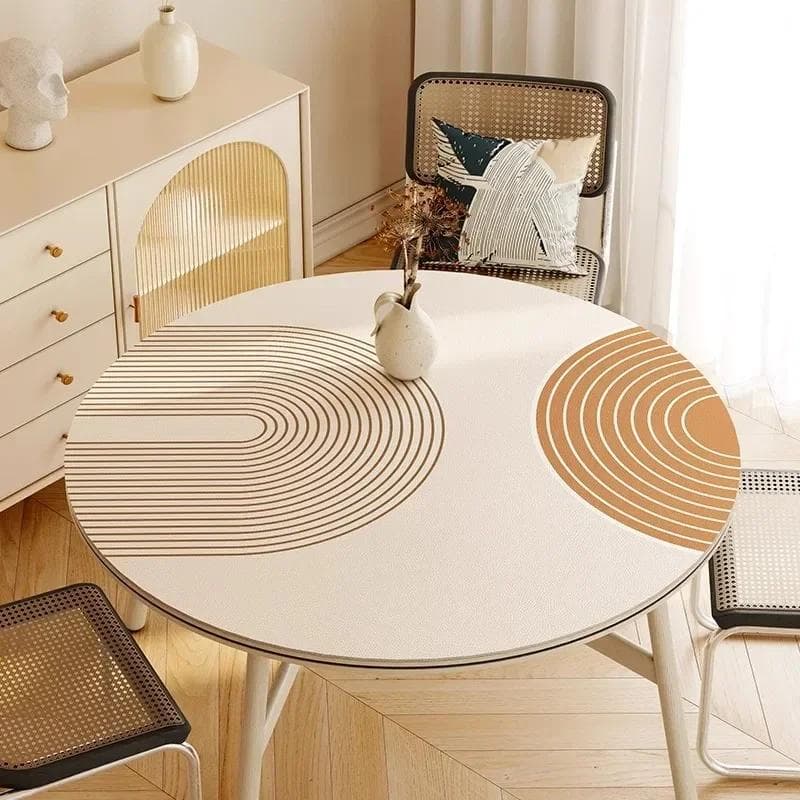 Round Waterproof Tablecloth Pvc Oil-proof Anti-scalding Dining Table Mat Japanese Minimalist Style Home Decoration Tablecloths Diameter 80cm