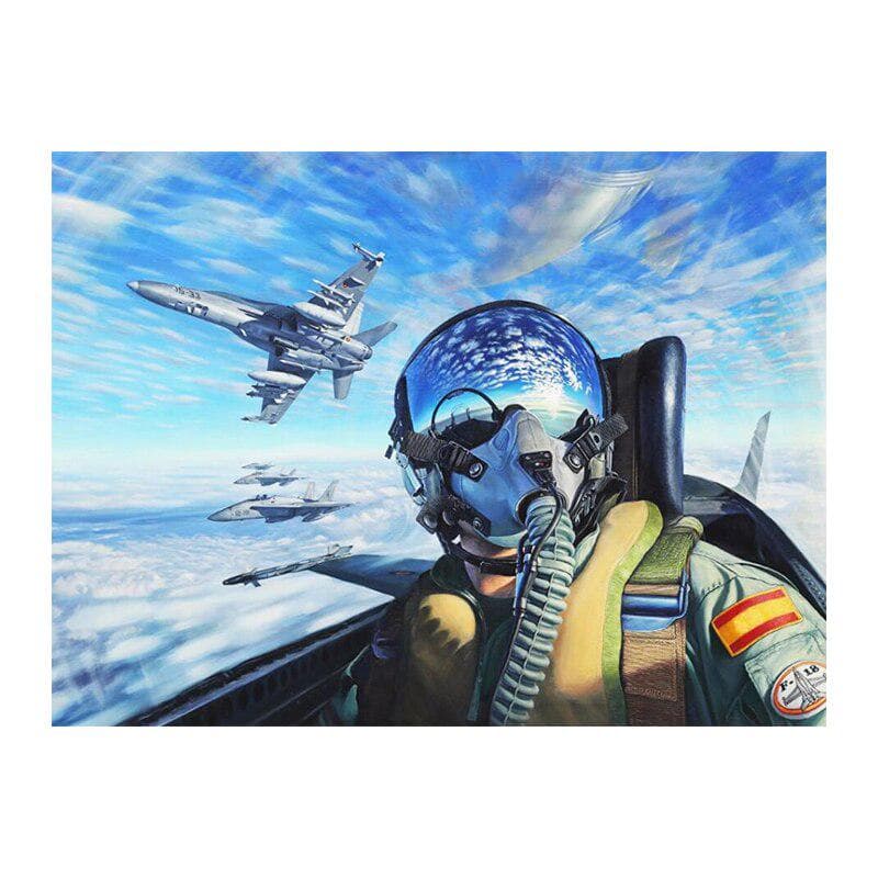 Full Round 5D DIY Diamond Painting Fighter Air Force Embroidery Cross Stitch 20X30CM