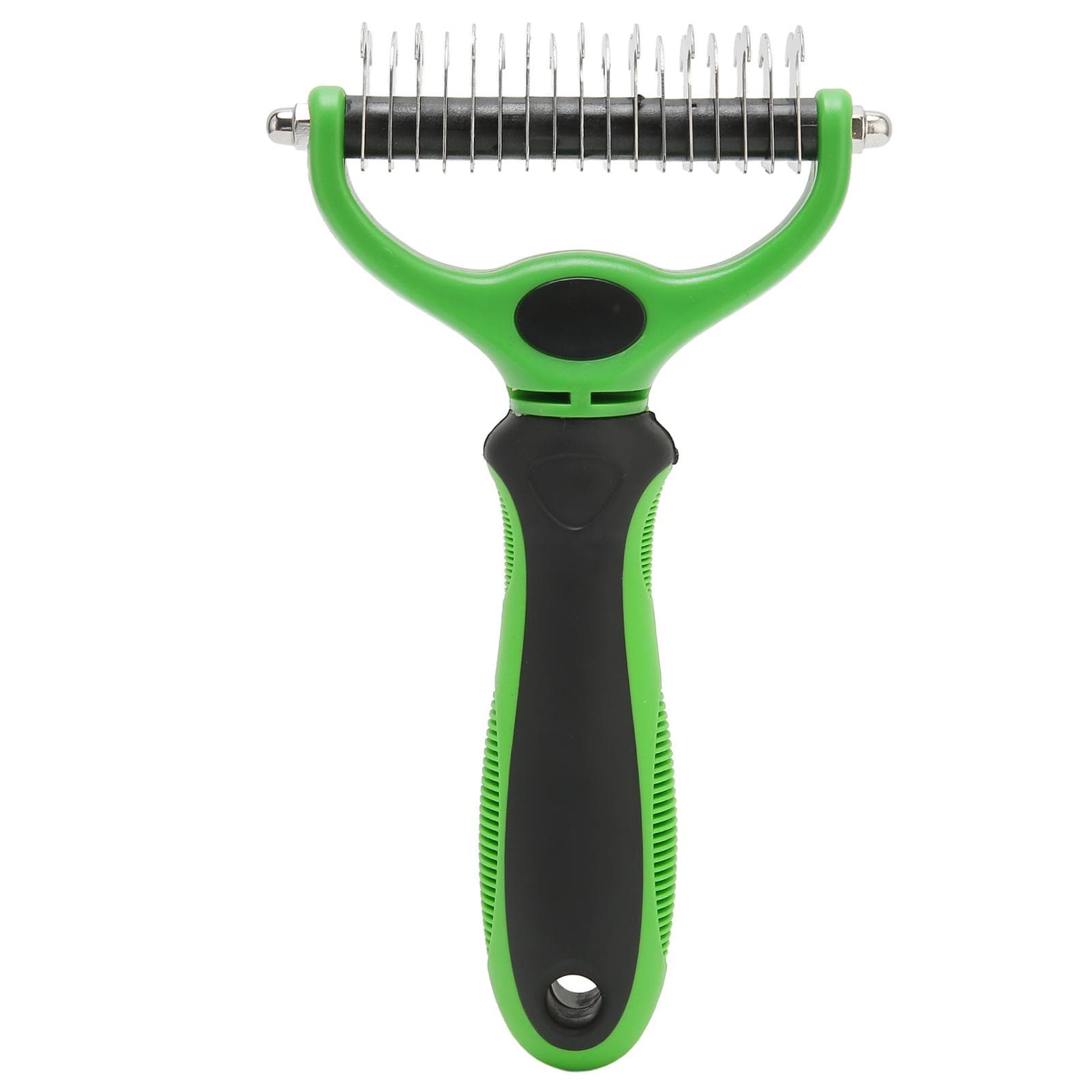 Pet Undercoat Rake Double Sided Knots Removal Grooming Massage Dog Deshedding Brush for Puppy Cat L green