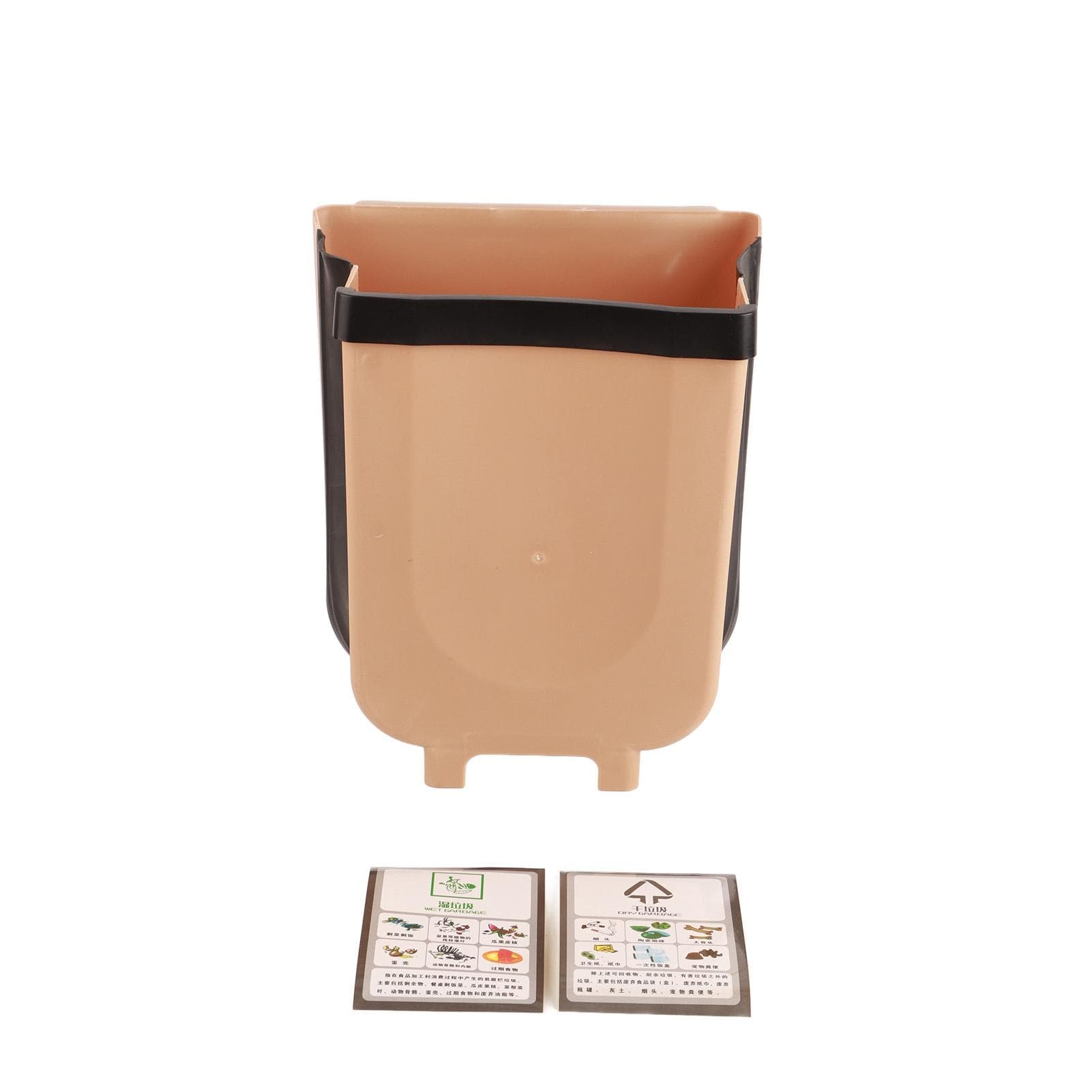 Collapsible Hanging Kitchen Waste Bin 9L Plastic Kitchen Folding Trash Can with Fixing Bracket for coffee