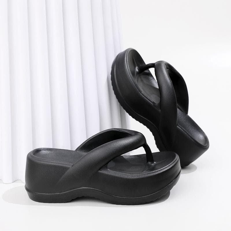 Herringbone Thick Sole Slippers Spring/Summer New Anti Slip Slippers Home EVA Trendy Slope Heel Sandals 40