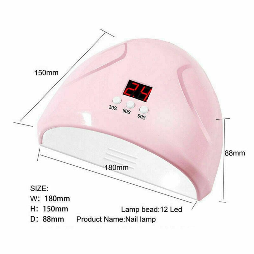 UV Lamp For Manicure 36W LED Nail Dryer Lamp Sun Light Curing All Gel Polish Drying Gel Varnish USB Smart Timing Nail Art Tools pink