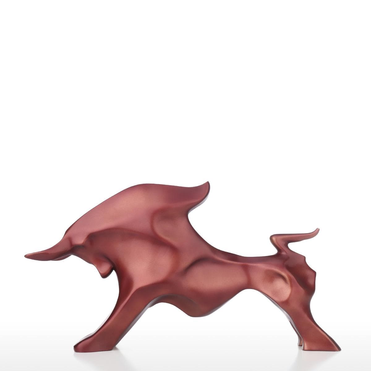 Abstract Bull Statue Animal Figurine Decor Resin Craft Fashion Desktop Wine red