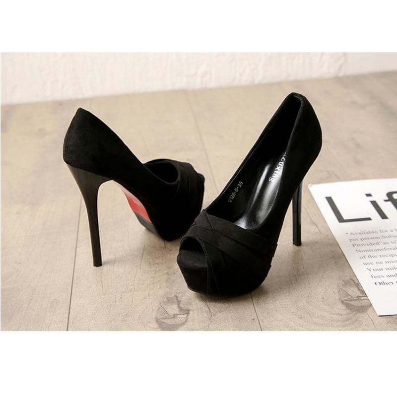 New Fashion Trend Sexy Lady Business Fish Mouth Super High-heeled Waterproof Platform High-heeled Shoes 37