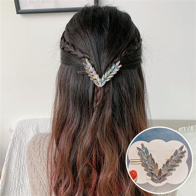 Luxury Shining Crystal Hair Clip For Women Korean V Shape Buckle Hairpins Girls Hair Accessories Headwear Fashion Ornaments Gift multicolour