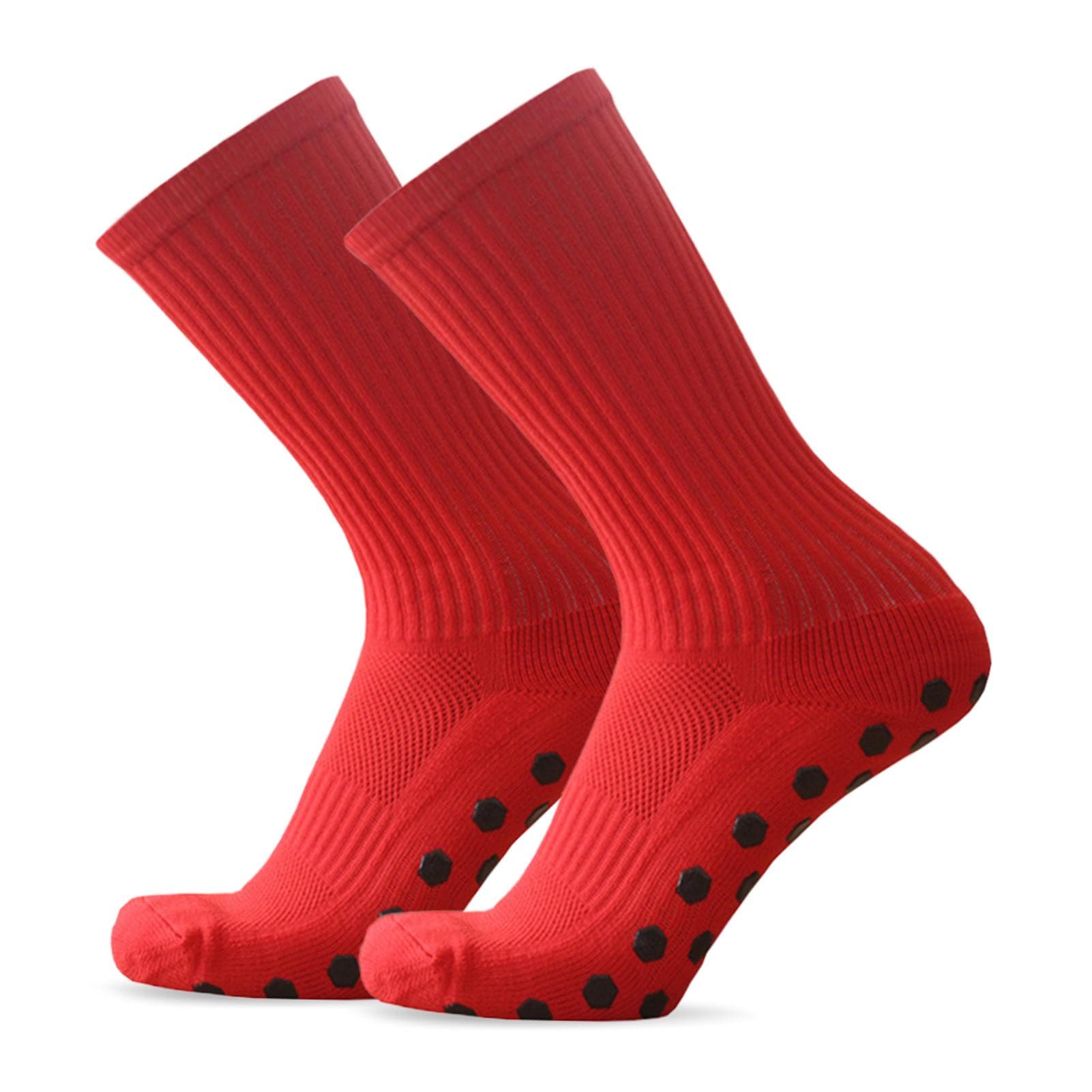 1 Pair Anti Slip Soccer Socks Team Sports Socks Outdoor Fitness Breathable Quick Dry Socks 1 Pair red