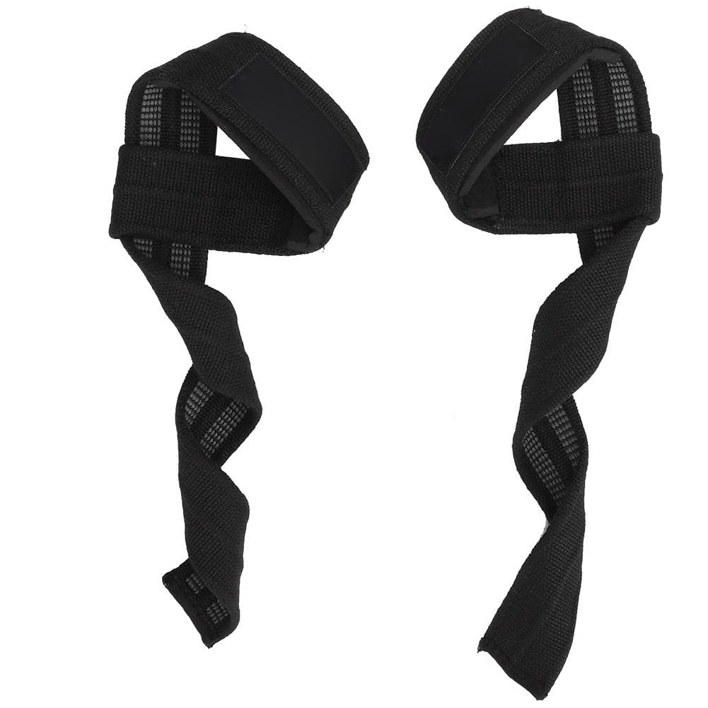 1 Pair Weight Lifting Straps Padded Wrist Support Non-Slip Powerlifting Bodybuilding Grip(Black ) black