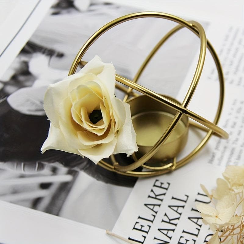 1pc Geometric Iron Candlestick Flower Decoration Pieces, Can Be Used As Home Decoration for Parties, Weddings, Holidays B