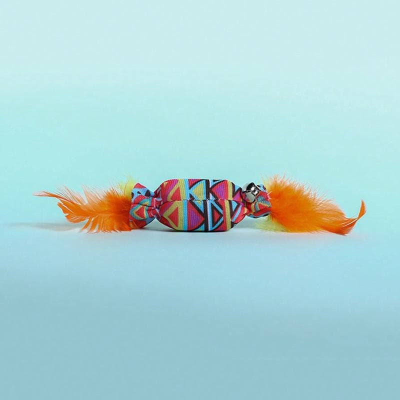 1pc Cat Imitation Candy Toy Feather Bell To Relieve Boredom, Self Entertainment, Bite Resistant Toy orange