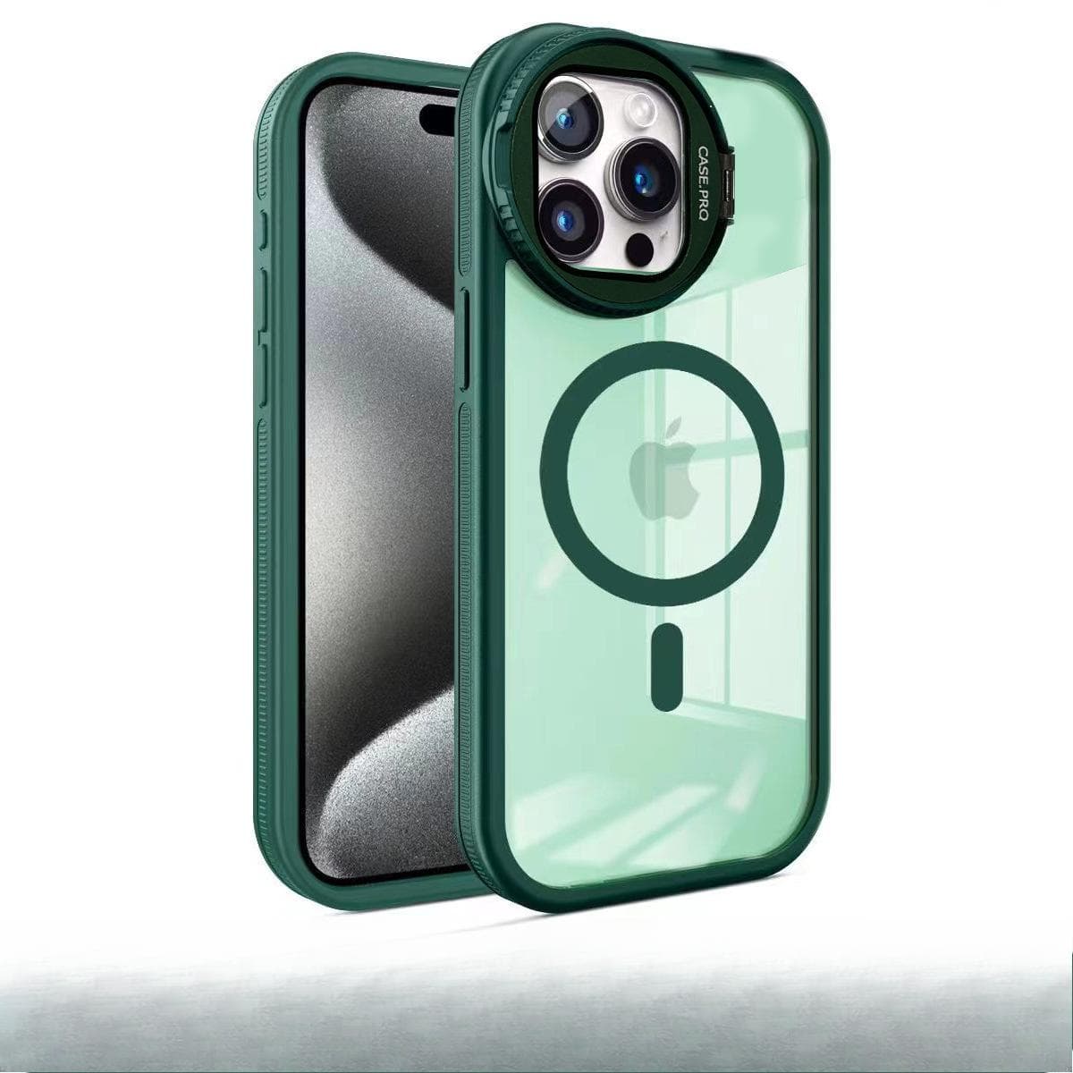 Applicable To IPhone 16 Magnetic Phone Case, Small Monster Hardware Frame, Glass Lens Cover Bracket, Apple 15 iPhone 11 green