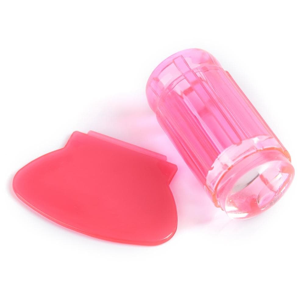 Transparent Silicone Nail Polish Seal Head Stamper Scraper Nail Art Tool (Transparent Red) red