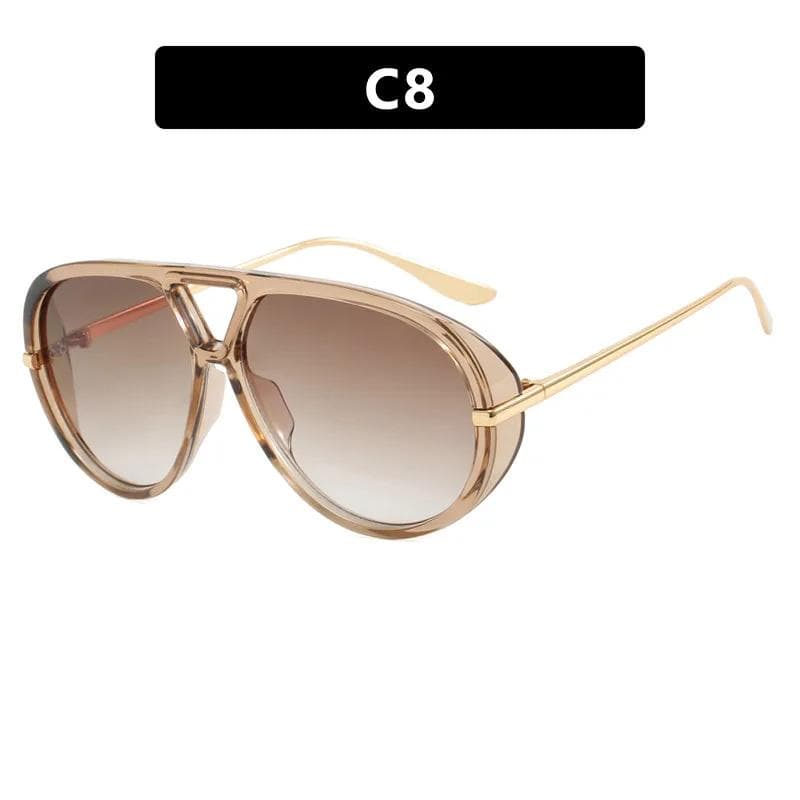 Vintage y2k Big Frame Pilot Sunglasses Women Men Luxury Designer Punk Rivet Oversized Shades UV400 As the picture