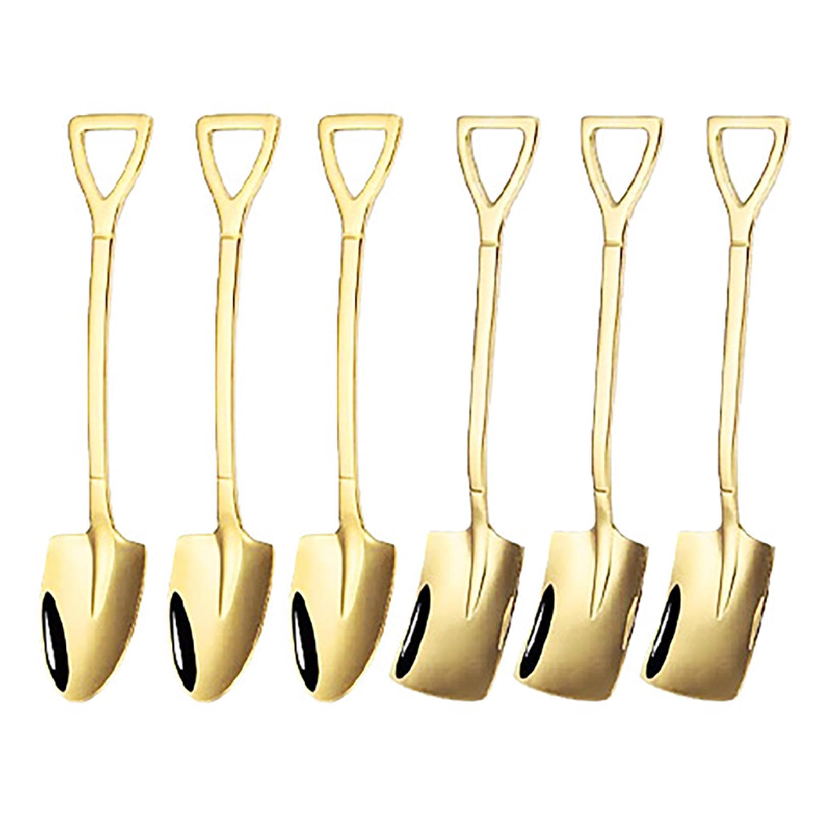 6Pcs Shovel Spoon Set 15cm Stainless Steel Square Shovel Spoon and Pointed Shovel Spoon Set for Titanium