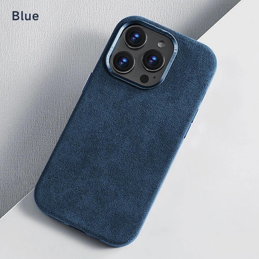 Luxury Suede Leather Case for IPhone 15 Pro Max 14 13 Pro 12 Magnetic Magsafe Charging Shockproof Protection Cover For Iphone 15pro blue