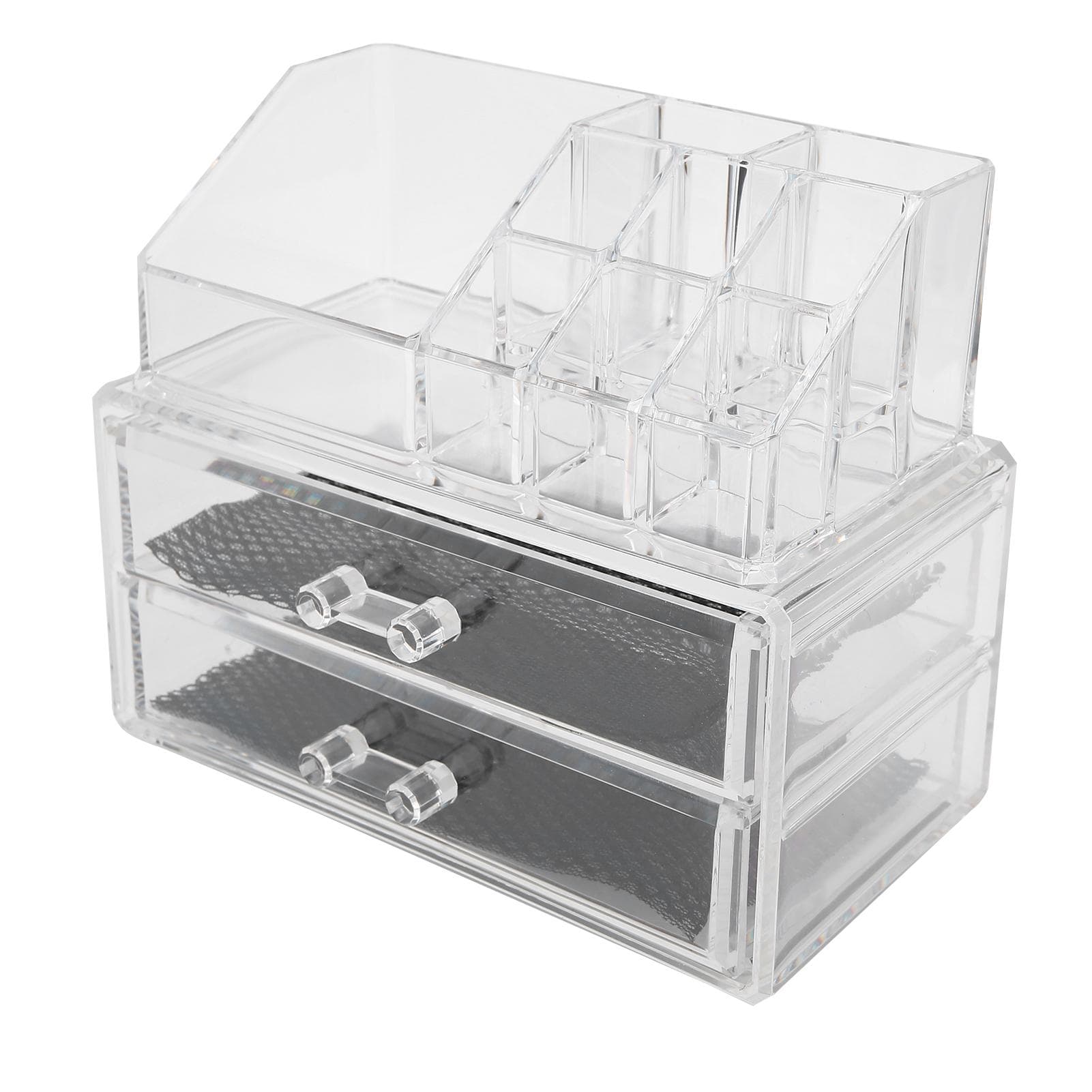 Transparent Makeup Storage Box Set TwoTier Box Jewelry Lipstick Organizer Display Holder