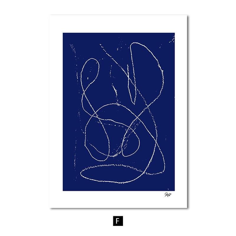 Modern Minimalist Blue Block Canvas Painting Abstract Line Poster Wall Art Printing For Living Room Home Decorative Pictures A4 21x30cm No Frame