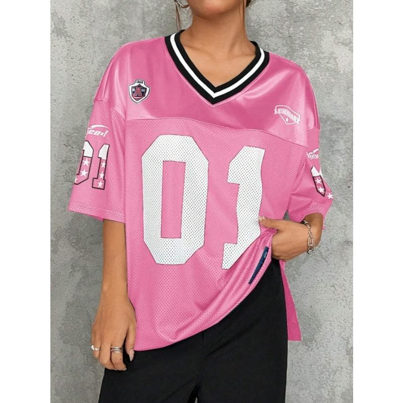 Women Los Angeles jerseys Coolane Summer Drop Shoulder Oversized Football Jersey Tee With Letter Print Couple Same Style S