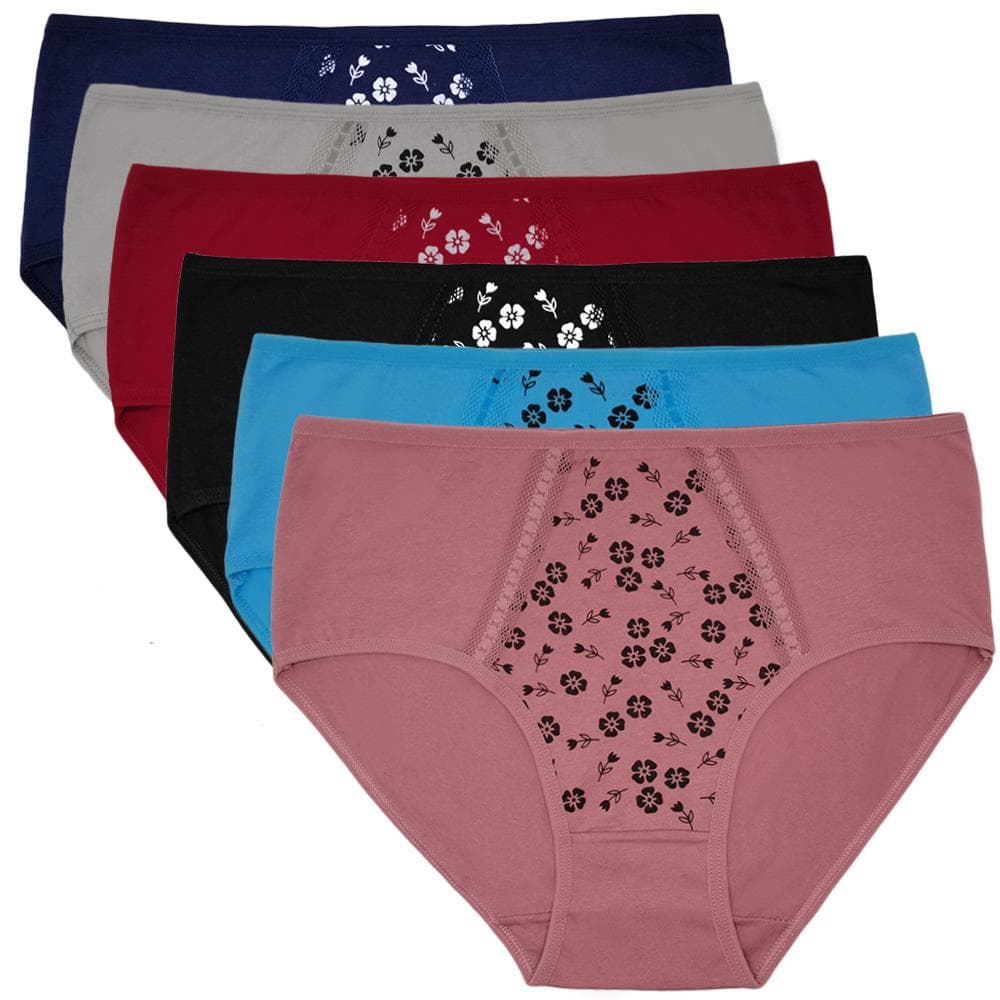 Women Underwear High Waisted Cotton Plus Size Ladies Panties Briefs Knickers 6 Pcs/set 2XL