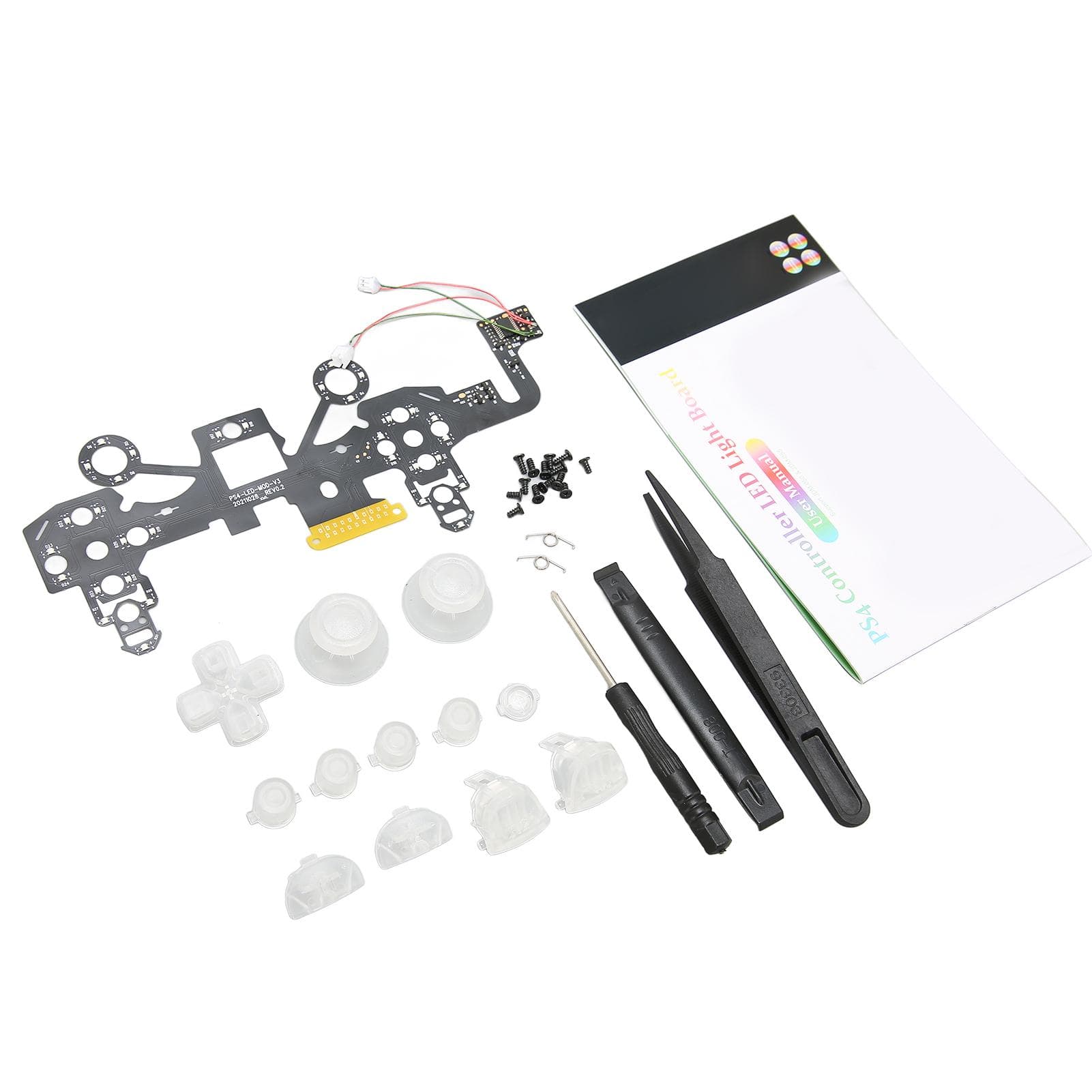 Luminated D Pad Face Buttons 8 Colors 19 Modes DIY Replacement LED Buttons Kit for PS4 Controller
