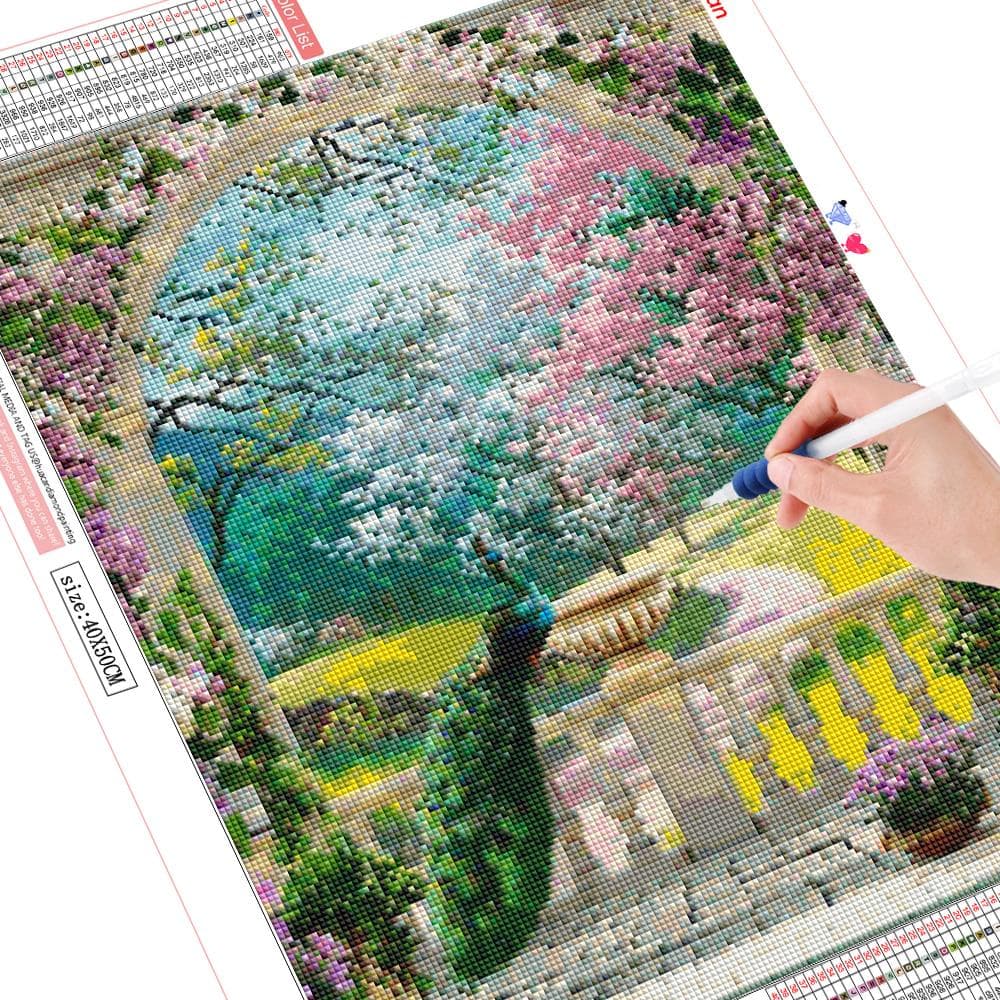 5D Diamond Embroidery Anmial Peacock Cross Stitch DIY Diamond Painting Mosaic Flower 20X30CM