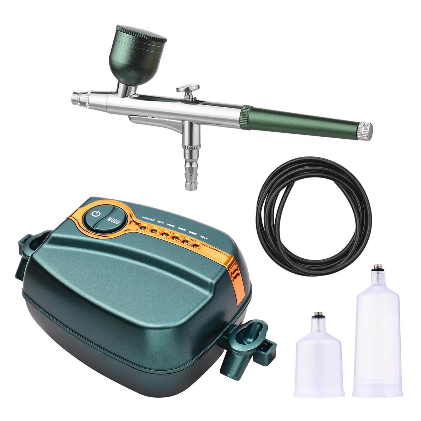 Multi-functional Airbrush Kit with Compressor Handheld Air Brush Set Dual-Action 5-level Adjustable US Plug green
