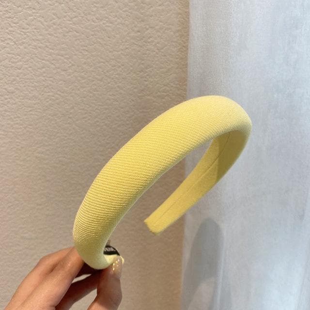 Fashion Solid Color Hair Bands Girls Vintage Elastic Headbands Sponge Hairbands Hair Hoop Korean Hair Accessories for Women yellow