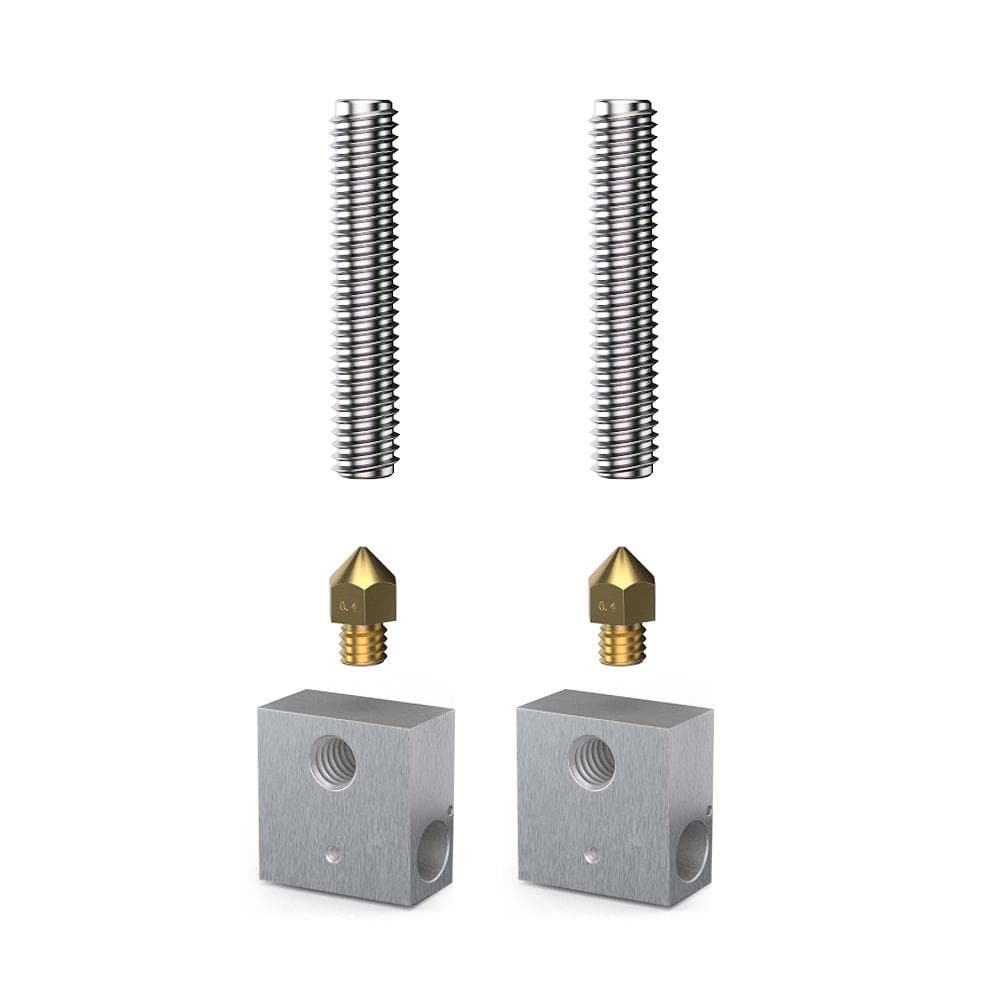 Anet 0.4mm Brass Nozzle Extruder Print Head + Heater Block Hotend + 1.75mm Throat Tubes 6Pcs