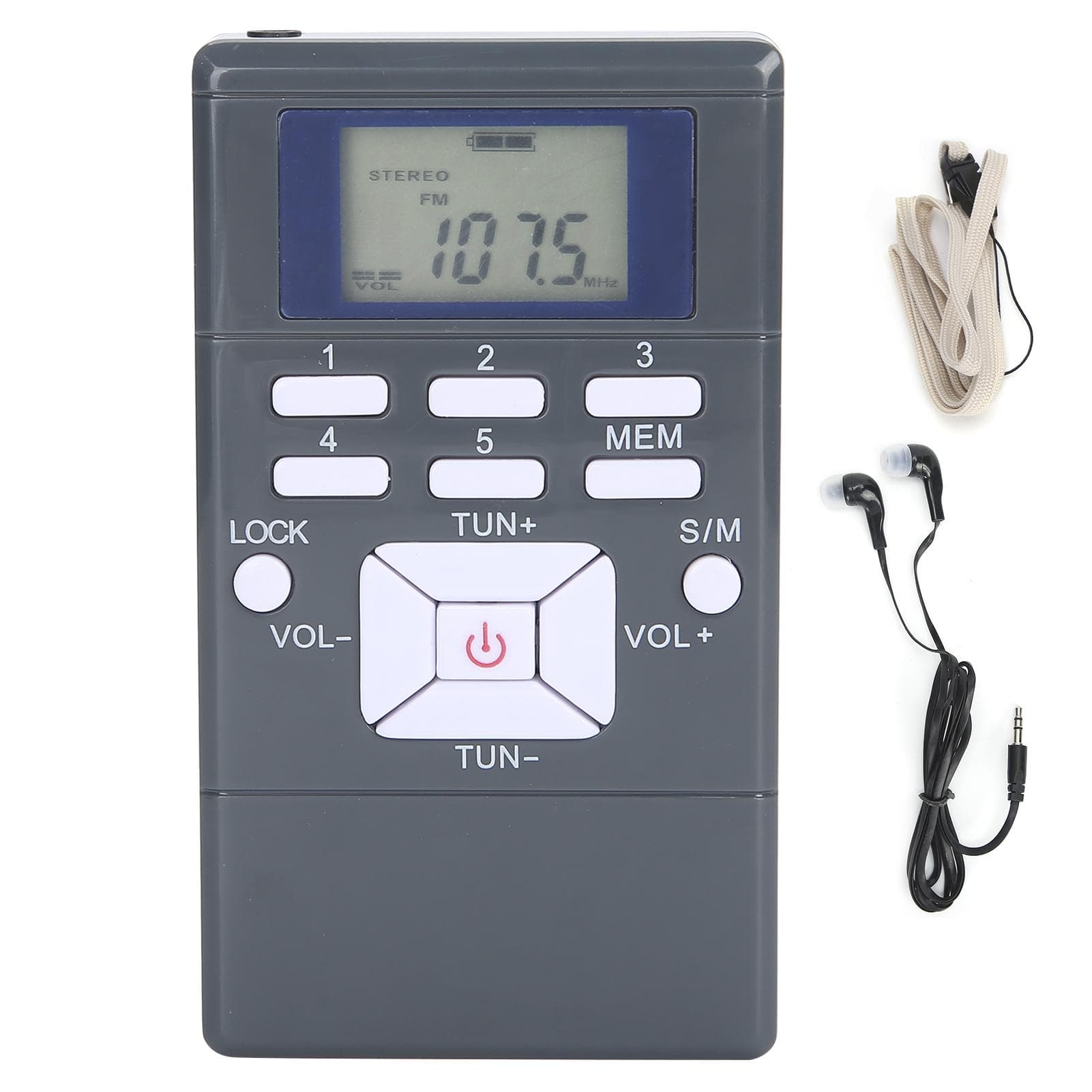 QQT102 Professional Radio Mini Portable FM Stereo Receiver with LCD Display EarphoneDark Gray gray