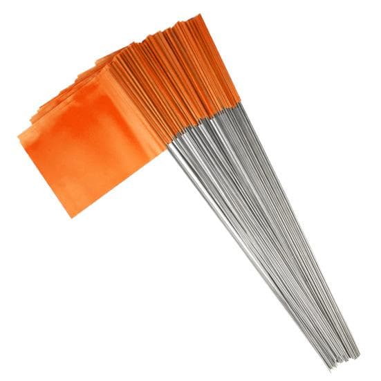 100Pcs Marking Flags Lawn Flag Markers Waterproof Non-Fading Widely Used PVC Landscape Flags Sprinkler Flags orange
