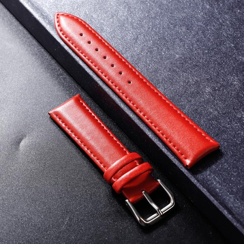 12mm 14mm 16mm 18mm 20mm 22mm Genuine Leather Strap Bracelet Watch Band Watch Accessories Women Men Belt Band 12mm red