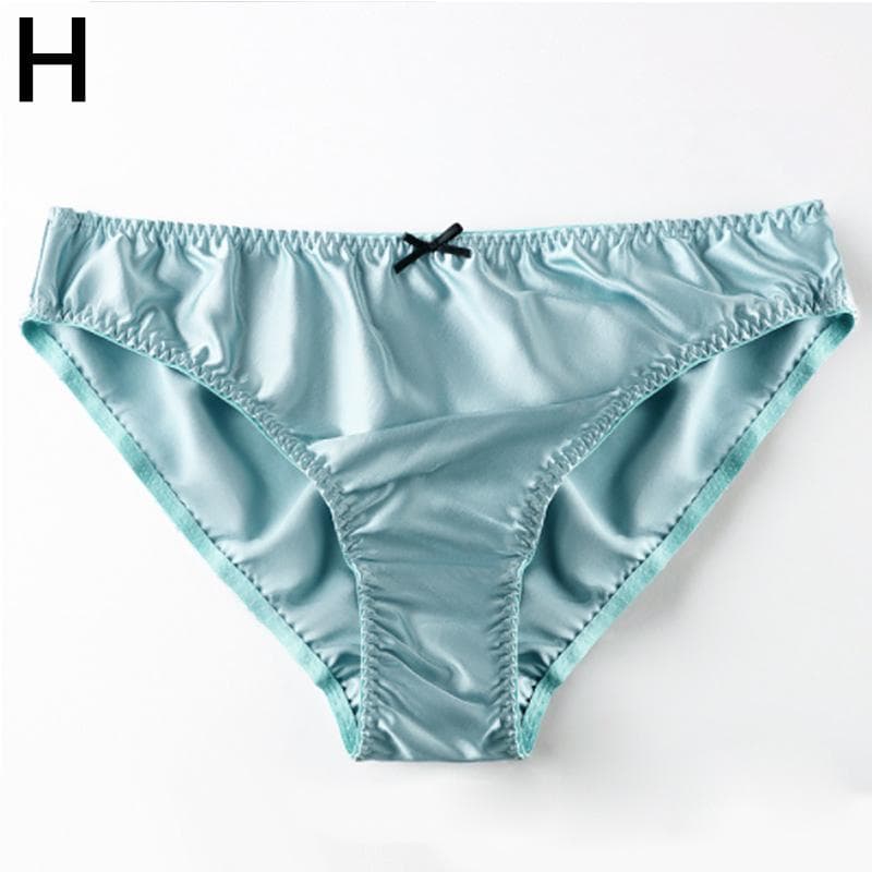 Ladies Mulberry Silk Panties Simple Style Small Bow Solid Color Silk Briefs Underwear M
