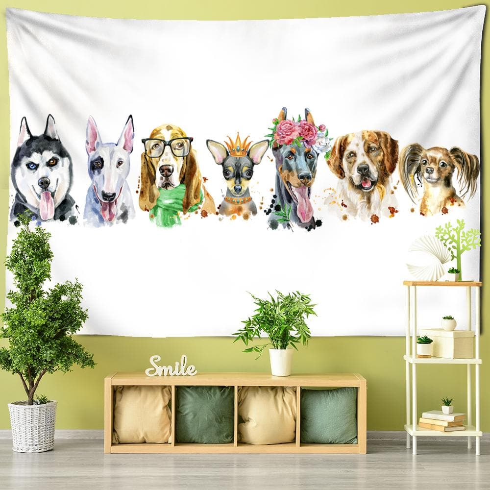 Lovely Animal Tapestry Cat Dog Monkey Hippie Wall Hanging Bedroom Living Room Dorm Home Boho Decor Witchcraft Mandala Tapestry 150x130CM