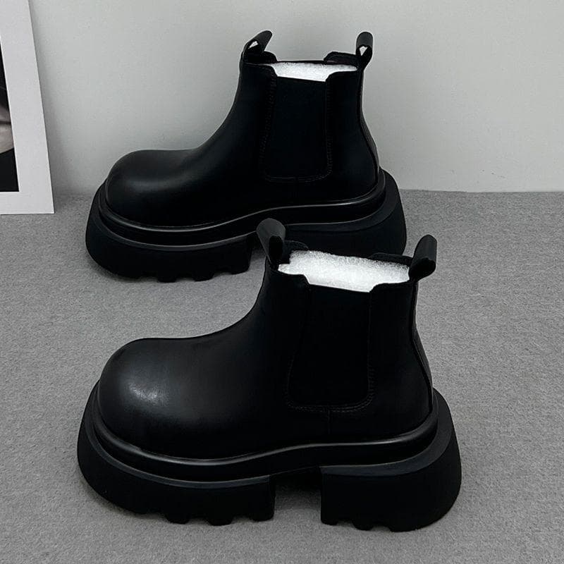 Platform Women Ankle Snow Boots Fashion Shoes Trend Motorcycle Boots Flats Casual Leather Winter New Woman 39 black