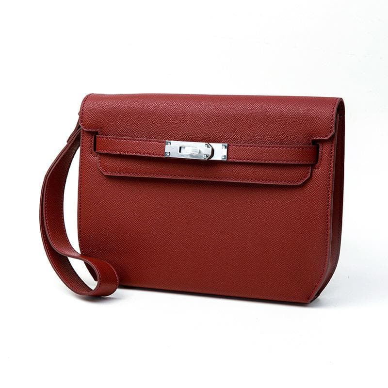Genuine Leather Vintage Women's Bag Premium Sense All-in-one Underarm Commuter Messenger Bag Large Capacity Shoulder Crossbody Bag burgundy