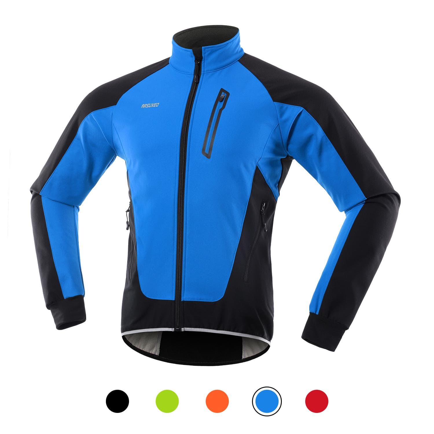 Men Cycling Jacket Waterproof Windproof Thermal Fleece Bike Jersey MTB Bicycle Riding Running M blue