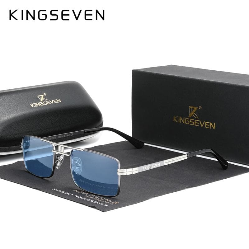 New Arrived KINGSEVEN Polarized Sunglasses Stainless Steel Vintage Frame Brand Rectangle Design Driving Fishing Sun glasses N760 M