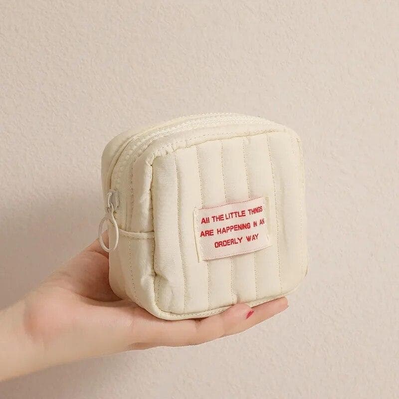 Small Earphone Lipsticks Storage Organizer Pouch Case Women Mini Makeup Cosmetic Bag Coin Purse Wallet beige