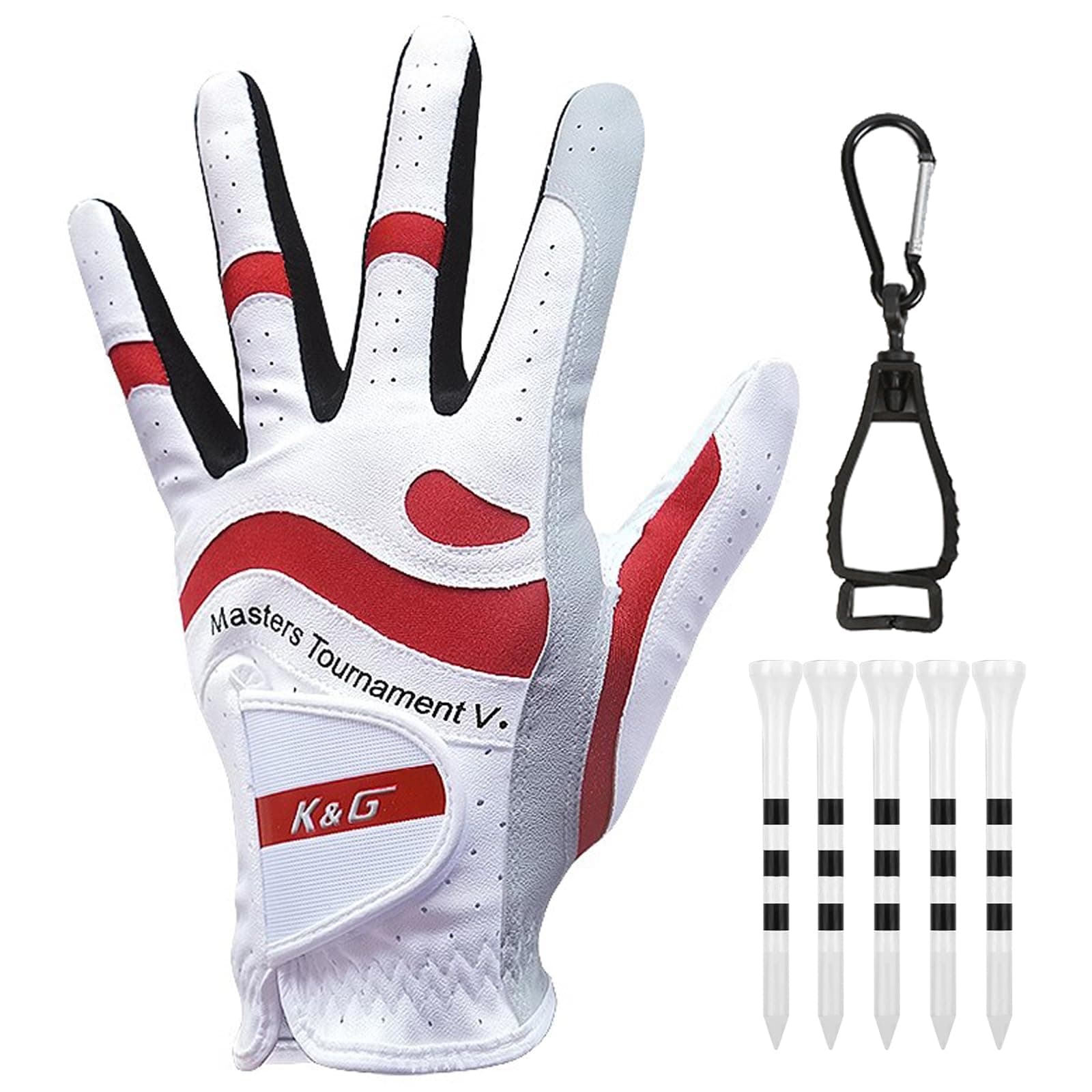 Karamagic Golf Glove for Left PU Comfortable with Clip and Golf Men, Hand, Fabric, Fit, Tee, Multifunctional, Washable.