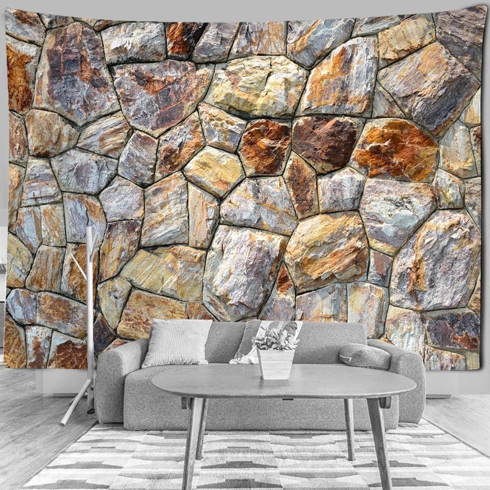 Random Stone Tapestry Wall Hanging Natural Art Scenery Bohemian Minimalist Modern Style Living Room Home Decor 95x73CM