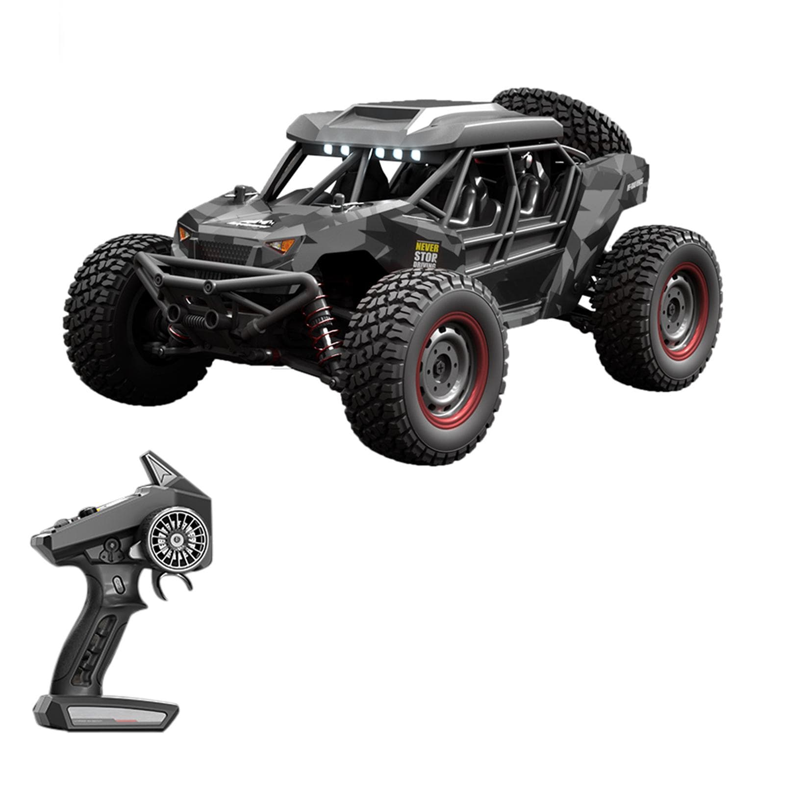 Remote Control Car, 2.4G 1:16 4-Wheel Drive 38km/h High-Speed Remote Control Car Pull Off-Road 1 Battery dark gray